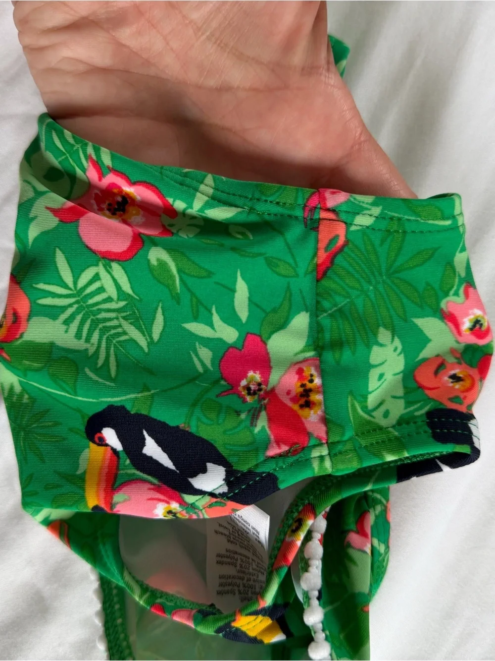 Janie and Jack Green Floral Ruffle Two-Piece Swimsuit baby girl 6-12m